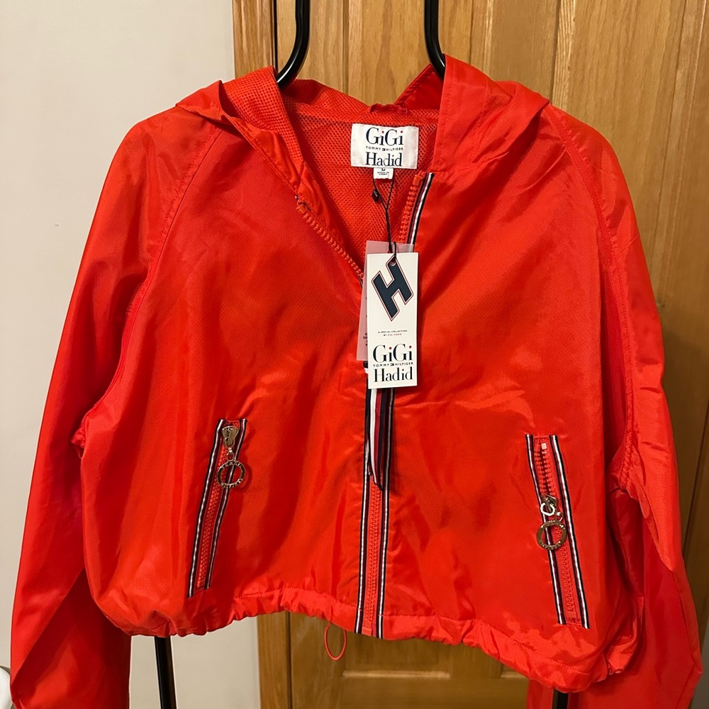 GIGI HADID x Tommy Hilfiger Cropped Anorak Jacket Raincoat Size M